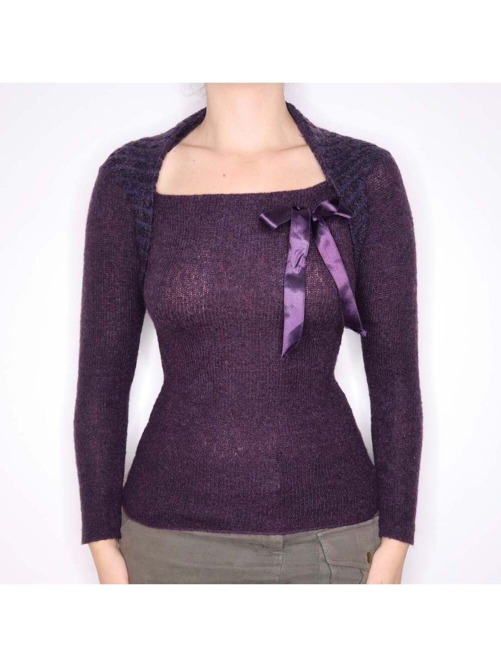 Y2K Italian Purple Mohair Knit Sweater (S/M)